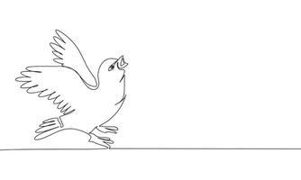 Bird one line continuous vector illustraiton. Line art concept bird banner. Outline, silhouette vector illustration.