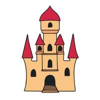 Minimal castle in doodle style, colorful. Castle isolated on white background. Vector illustration.