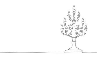 Candlestick one line continuous vector illustraiton. Line art concept candles banner. Outline, silhouette vector illustration.