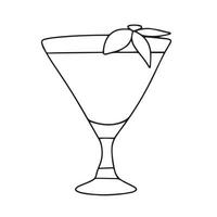 Isolated icon cocktail in doodle style. Hand drawn glass with drinks. Vector illustration.