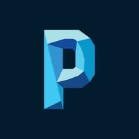 Blue Geometric Letter P vector