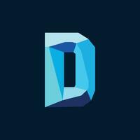 Geometric Letter D Abstract Polygonal Blue vector