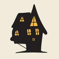 Halloween house silhouette. Vector illustration.