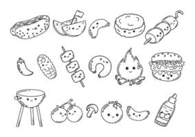 Barbecue theme. Coloring book page for kids. Cartoon style. Vector illustration isolated on white background.