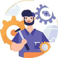 Hand Drawn Engineer or architect in flat style vector