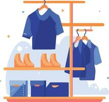 Hand Drawn clothing stores and shops in shopping malls in flat style vector