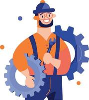 Hand Drawn Engineer or architect in flat style vector