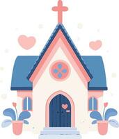 mano dibujado capilla para Boda en plano estilo vector