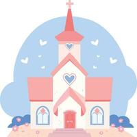 mano dibujado capilla para Boda en plano estilo vector