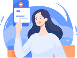Hand Drawn office worker with employee card in flat style png