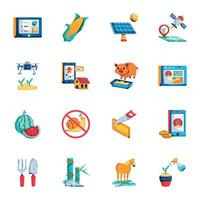 Pack of Smart Farming Flat Icons vector