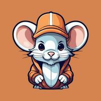 linda ratón Deportes mascota logo icono vector ilustración con aislado antecedentes