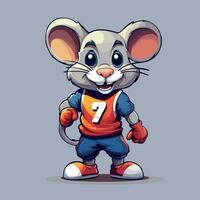 Cute mouse sports mascot logo icon vector illustration with isolated background