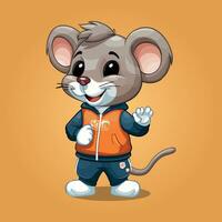 Cute mouse sports mascot logo icon vector illustration with isolated background