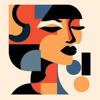 Woman face portrait abstraction wall art vector illustration design