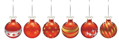 Set of Christmas decorations in different patterns with metallic shine, suitable for posters, cards, sale decorations vector