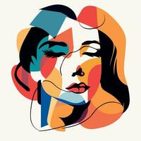 Woman face portrait abstraction wall art vector illustration design