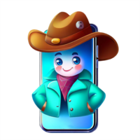 Modern cowboy on a smartphone screen png