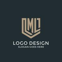 Initial ML logo shield guard shapes logo idea vector