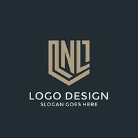 inicial nl logo proteger Guardia formas logo idea vector