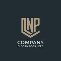 Initial NP logo shield guard shapes logo idea vector