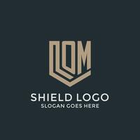 Initial OM logo shield guard shapes logo idea vector