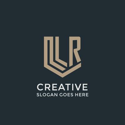Initial LR logo shield guard shapes logo idea