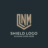 Initial NM logo shield guard shapes logo idea vector