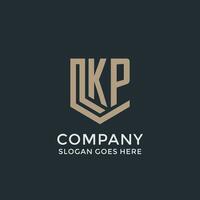 Initial KP logo shield guard shapes logo idea vector