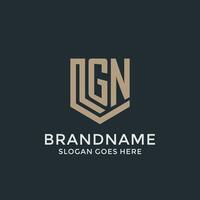 Initial GN logo shield guard shapes logo idea vector