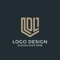 Initial DL logo shield guard shapes logo idea vector