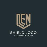 Initial EM logo shield guard shapes logo idea vector