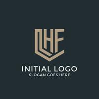 Initial HF logo shield guard shapes logo idea vector