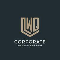 Initial WQ logo shield guard shapes logo idea vector