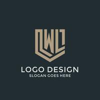 Initial WL logo shield guard shapes logo idea vector