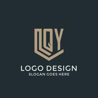 Initial QY logo shield guard shapes logo idea vector