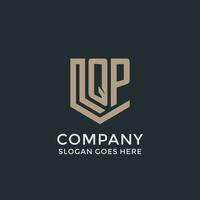 Initial QP logo shield guard shapes logo idea vector