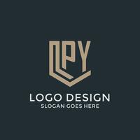 Initial PY logo shield guard shapes logo idea vector