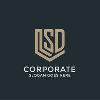 Initial SD logo shield guard shapes logo idea vector