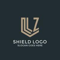 Initial LZ logo shield guard shapes logo idea vector