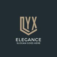 Initial YX logo shield guard shapes logo idea vector