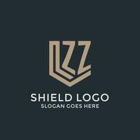 Initial ZZ logo shield guard shapes logo idea vector