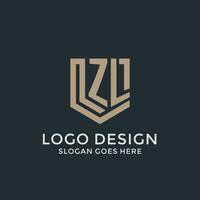 Initial ZL logo shield guard shapes logo idea vector