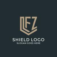 Initial FZ logo shield guard shapes logo idea vector