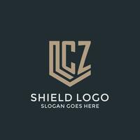 Initial CZ logo shield guard shapes logo idea vector