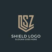 Initial SZ logo shield guard shapes logo idea vector