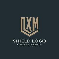 Initial XM logo shield guard shapes logo idea vector