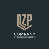 Initial ZP logo shield guard shapes logo idea vector