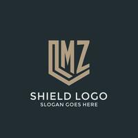 Initial MZ logo shield guard shapes logo idea vector