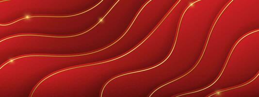 3d Red Gradient Chinese New year Design Abstract Background with Yellow-gold line details. For poster, banner, website, flyer, presentation, wallpapers, designs. Vector Illustration. EPS 10